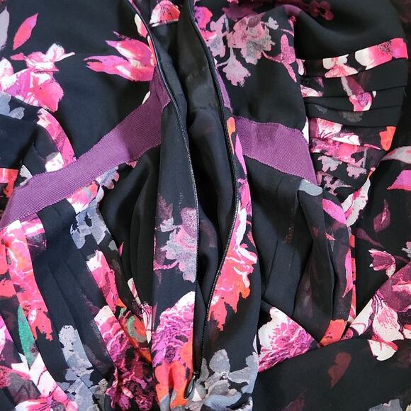 Kirna Zabete At Target Black Floral Maxi Dress Size 6 Side Slit Sheer Bottom - Picture 9 of 12